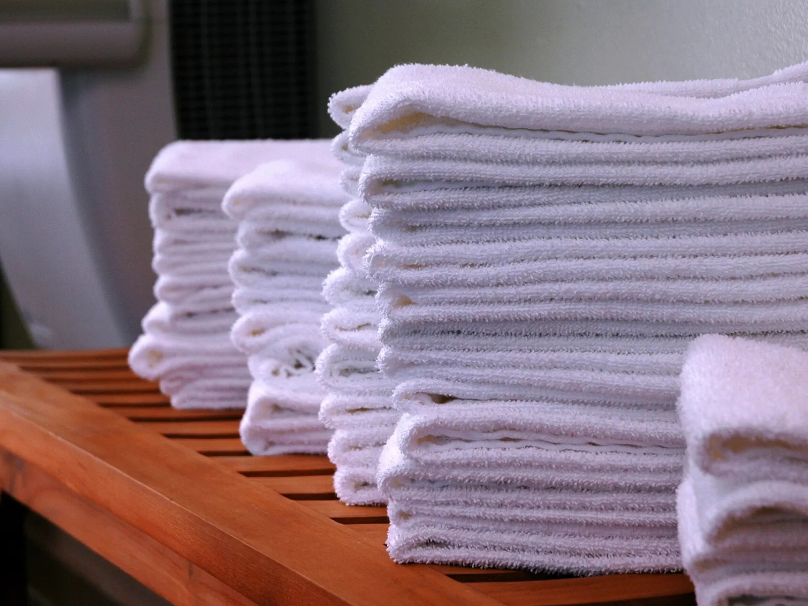 Stack of white hotel towels